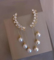 3 Pearl Long Drop Earring