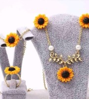 Sunflower Pendant Necklace 4pcs